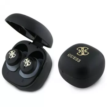 Guess GUTWSJ144ESK True Wireless Stereo Bluetooth Earbuds mit Ladecase, Schwarz Iridescent 4G Printed Logo