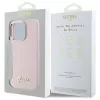 Guess GUHCP16LSMBSLP iPhone 16 Pro 6,3 Zoll Pink Silikon Hartschale mit Script Metal Logo & Rahmen