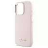 Guess GUHCP16XSMBSLP iPhone 16 Pro Max 6,9 Zoll Pink Silikon Hartschale mit Metal Script Logo & Rahmen