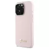 Guess GUHCP16XSMBSLP iPhone 16 Pro Max 6,9 Zoll Pink Silikon Hartschale mit Metal Script Logo & Rahmen
