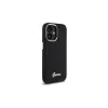 Guess GUHCP16MSMBSLK Silicone Script Metal Logo & Frame Hard Case für Apple iPhone 16 Plus 6,7 Zoll - Schwarz