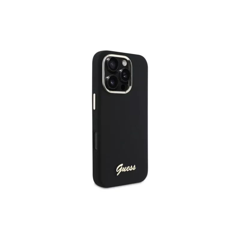 Guess GUHCP16XSMBSLK iPhone 16 Pro Max 6.9 Black Hardcase Silicone Script Metal Logo & Frame