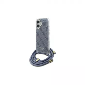 Guess GUHCP16SHC4SEB iPhone 16 6,1 Zoll Blau Hardcase Crossbody Cord 4G Print