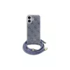 Guess GUHCP16SHC4SEB iPhone 16 6,1 Zoll Blau Hardcase Crossbody Cord 4G Print