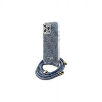Guess GUHCP16LHC4SEB iPhone 16 Pro 6,3 Zoll blaue Hardcase Crossbody-Kordel 4G Print
