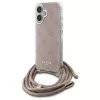 Guess GUHCP16SHC4SEP iPhone 16 6,1 Zoll Pink Hardcase Crossbody Cord 4G Print