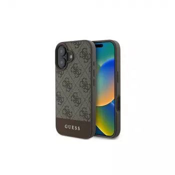 Guess 4G Bottom Stripe Case für iPhone 16 Plus (Braun)