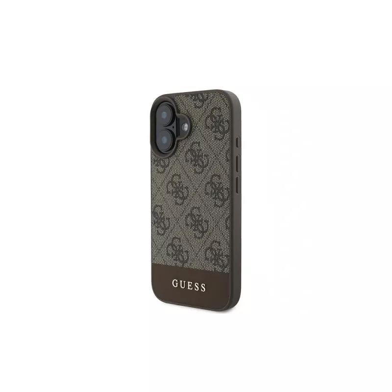 Guess 4G Bottom Stripe Case für iPhone 16 Plus (Braun)