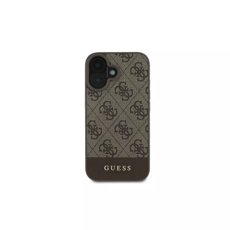 Guess 4G Bottom Stripe Case für iPhone 16 Plus (Braun)