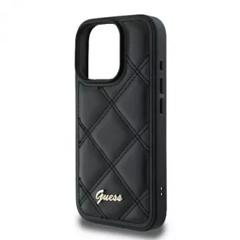 Guess GUHCP16LPSQSQSK Hardcase für Apple iPhone 16 Pro 6,3 Zoll Schwarz Quilted Metal Logo