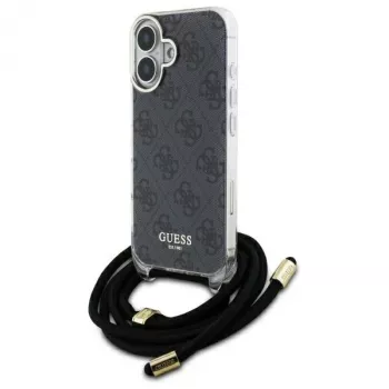 Guess GUHCP16SHC4SEK iPhone 16 6,1 Zoll Black Hardcase Crossbody Cord 4G Print