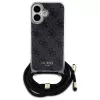 Guess GUHCP16SHC4SEK iPhone 16 6,1 Zoll Black Hardcase Crossbody Cord 4G Print