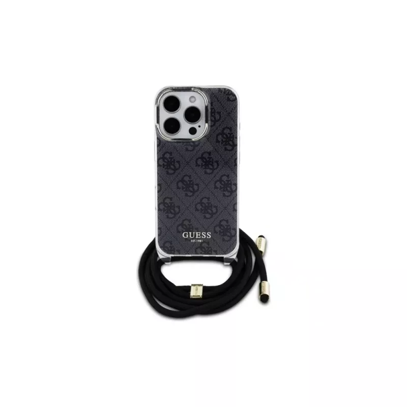 Guess GUHCP16LHC4SEK iPhone 16 Pro Hardcase Crossbody Cord 4G Print Black