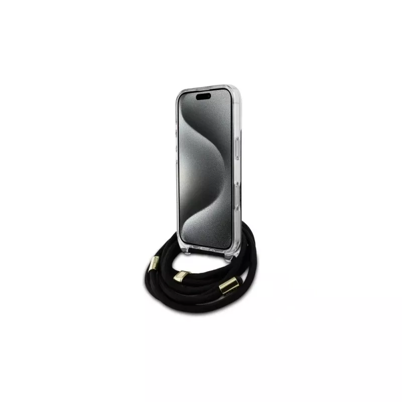 Guess GUHCP16LHC4SEK iPhone 16 Pro Hardcase Crossbody Cord 4G Print Black