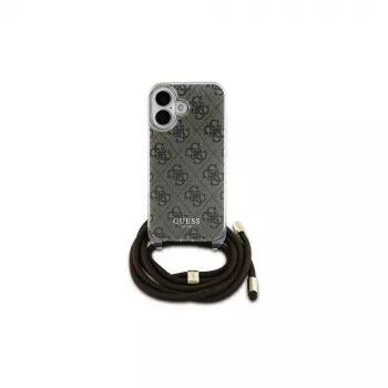 Guess GUHCP16SHC4SEW iPhone 16 6.1 Hardcase Crossbody Cord 4G Print Braun