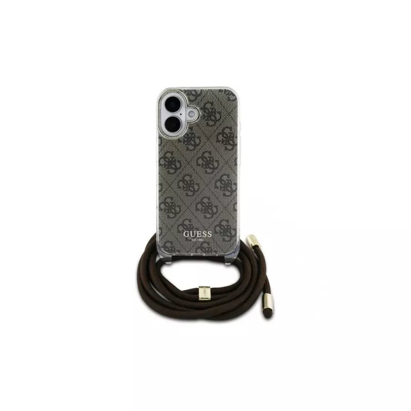 Guess GUHCP16SHC4SEW iPhone 16 6.1 Hardcase Crossbody Cord 4G Print Braun