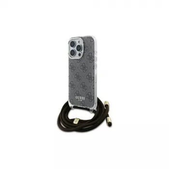 Guess GUHCP16XHC4SEW Hard Case für Apple iPhone 16 Pro Max 6,9 Zoll Braun Crossbody Cord 4G Print