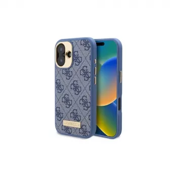 Guess GUHMP16SU4GPRB iPhone 16 6.1 Hardcase Blau 4G Logo Plate MagSafe