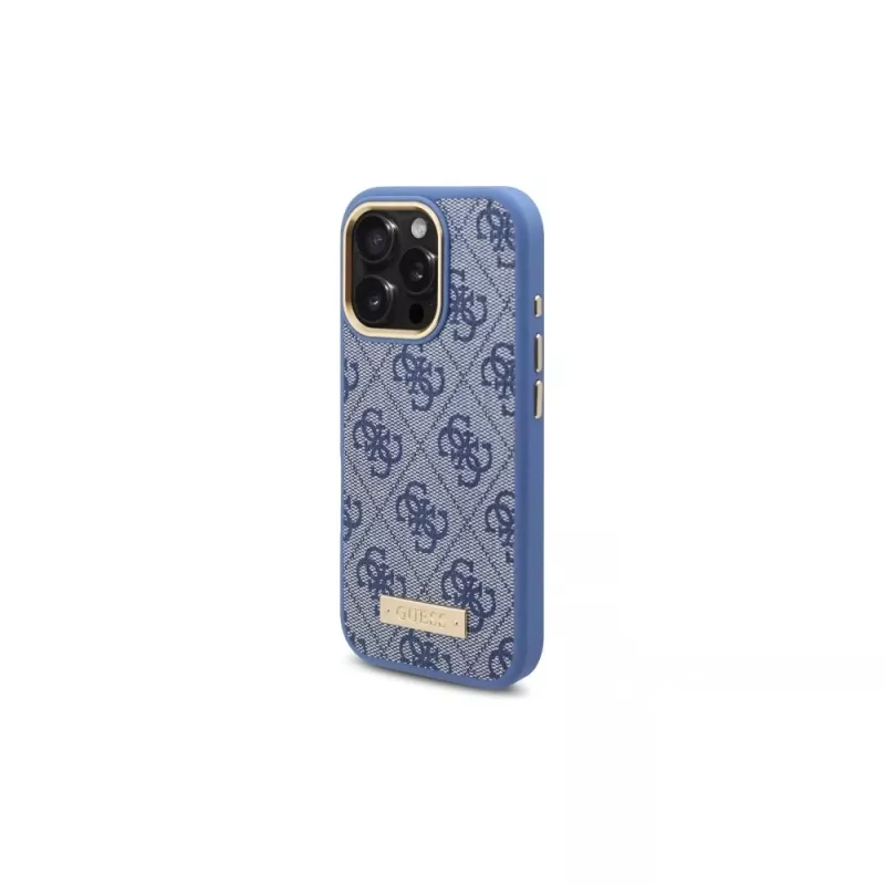 Guess GUHMP16LU4GPRB iPhone 16 Pro 6,3 Zoll Blaue Hardcase 4G Logo Plate MagSafe