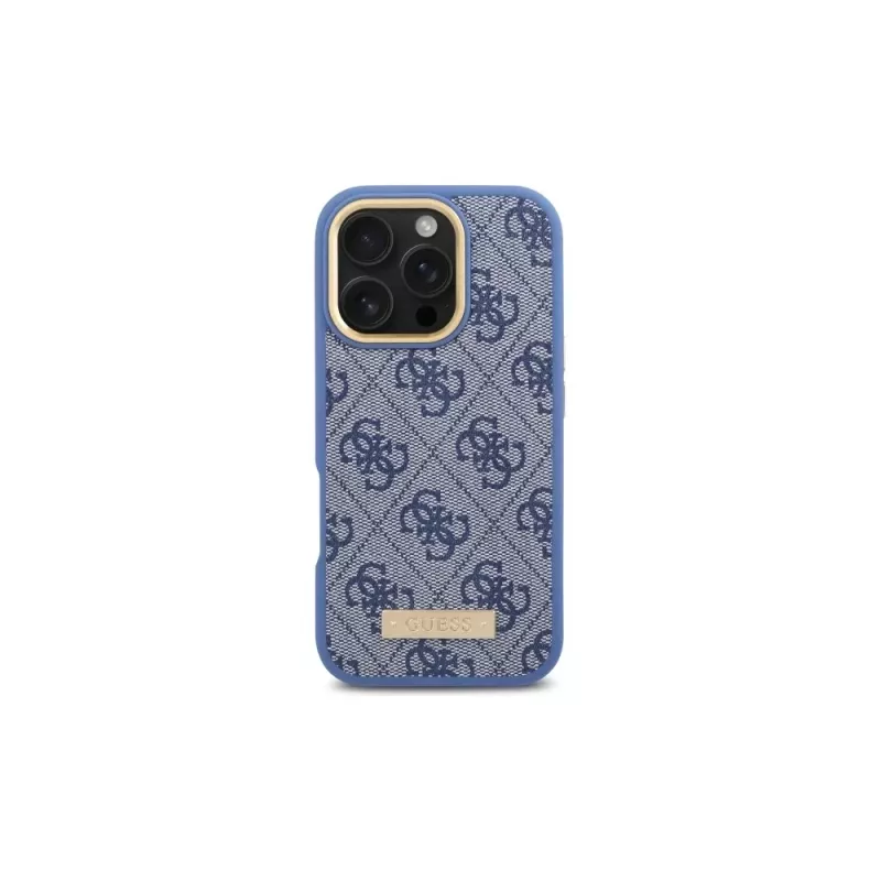 Guess GUHMP16LU4GPRB iPhone 16 Pro 6,3 Zoll Blaue Hardcase 4G Logo Plate MagSafe
