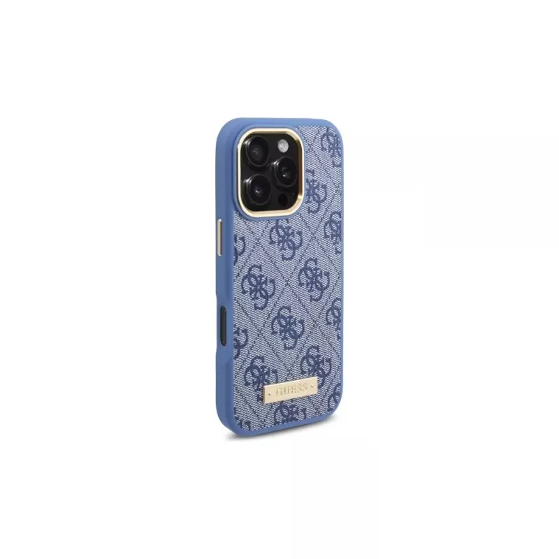 Guess GUHMP16LU4GPRB iPhone 16 Pro 6,3 Zoll Blaue Hardcase 4G Logo Plate MagSafe
