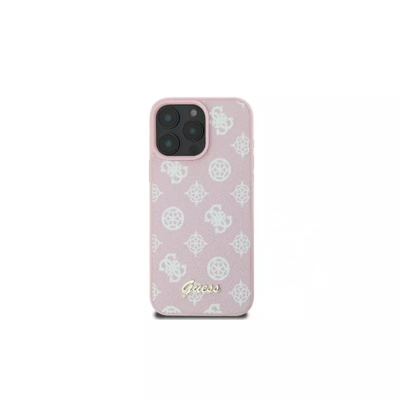 Guess GUHMP16LPGPYSP iPhone 16 Pro 6,3 Zoll Pink Hardcase Peony Script Logo MagSafe