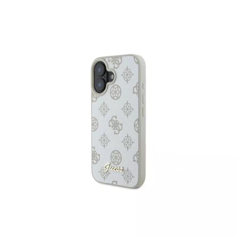 Guess GUHMP16SPGPYSH iPhone 16 6,1 Zoll Weiße Hardcase Peony Script Logo MagSafe