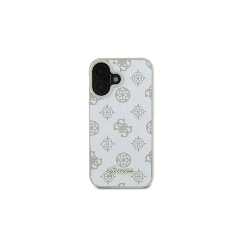Guess GUHMP16SPGPYSH iPhone 16 6,1 Zoll Weiße Hardcase Peony Script Logo MagSafe