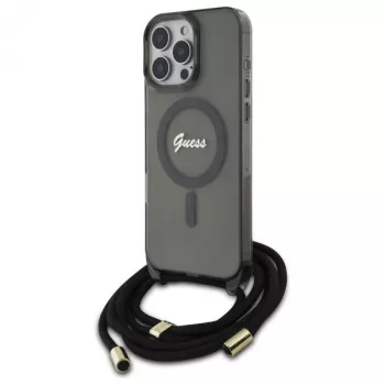Guess GUHMP16LHCTSGNSK iPhone 16 Pro 6.3 Hardcase Crossbody Cord Script MagSafe Schwarz