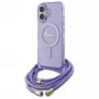 Guess GUHMP16SHCTSGNSU iPhone 16 6,1 Zoll Lila Hardcase Crossbody Cord Script MagSafe