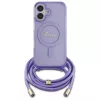 Guess GUHMP16SHCTSGNSU iPhone 16 6,1 Zoll Lila Hardcase Crossbody Cord Script MagSafe