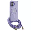 Guess GUHMP16SHCTSGNSU iPhone 16 6,1 Zoll Lila Hardcase Crossbody Cord Script MagSafe