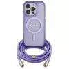 Guess GUHMP16LHCTSGNSU iPhone 16 Pro 6,3 Zoll Lila Hardcase Crossbody Cord Script MagSafe