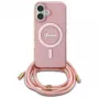 Guess GUHMP16SHCTSGNSP iPhone 16 6,1 Zoll Pink Hardcase Crossbody Cord Script MagSafe