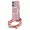 Guess GUHMP16SHCTSGNSP iPhone 16 6,1 Zoll Pink Hardcase Crossbody Cord Script MagSafe