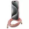 Guess GUHMP16SHCTSGNSP iPhone 16 6,1 Zoll Pink Hardcase Crossbody Cord Script MagSafe