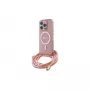 Guess GUHMP16LHCTSGNSP iPhone 16 Pro 6,3 Zoll Pink Hardcase Crossbody Cord Script MagSafe