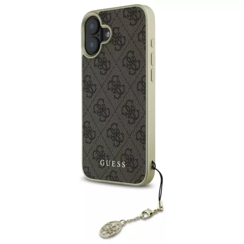 Guess GUHCP16MGF4GBR iPhone 16 Plus 6,7 Zoll Braune Hartschale 4G Charms Collection