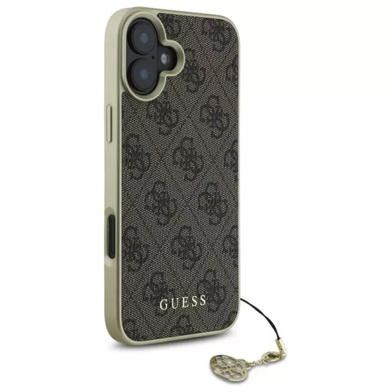 Guess GUHCP16MGF4GBR iPhone 16 Plus 6,7 Zoll Braune Hartschale 4G Charms Collection