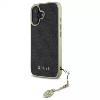 Guess GUHCP16SGF4GGR iPhone 16 6,1 Zoll Schwarze Hartschale 4G Charms Kollektion