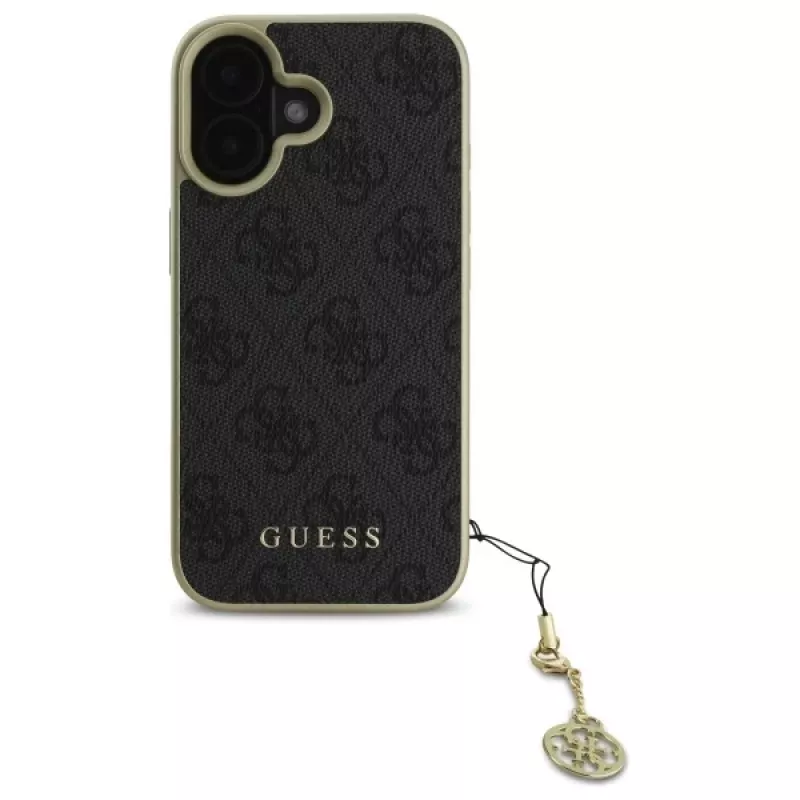 Guess GUHCP16SGF4GGR iPhone 16 6,1 Zoll Schwarze Hartschale 4G Charms Kollektion