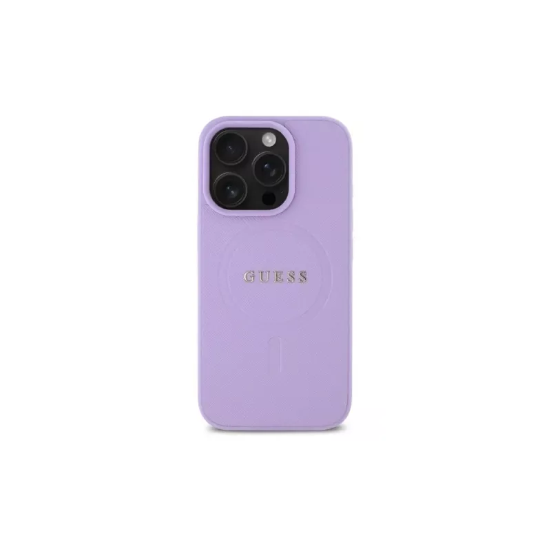 Guess GUHMP16LPSAHMCU iPhone 16 Pro 6,3 Zoll Lila Saffiano Kunstleder Hardcase mit MagSafe