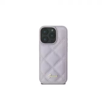 Guess GUHCP16SPSQSQSU Quilted Metal Logo Hard Case für Apple iPhone 16 6,1 Zoll - Helllila