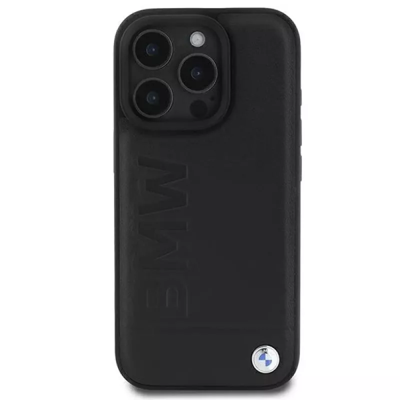 BMW Hot Stamp Leather Hard Case für iPhone 16 Pro 6,3 Zoll Schwarz