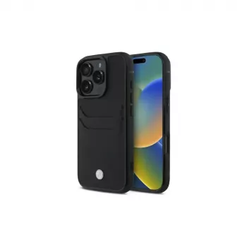 BMW Signature Leather Hardcase mit Kartenfach für Apple iPhone 16 Pro Max 6,9 Zoll Schwarz