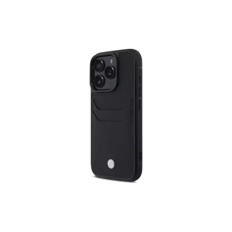 BMW Signature Leather Hardcase mit Kartenfach für Apple iPhone 16 Pro Max 6,9 Zoll Schwarz