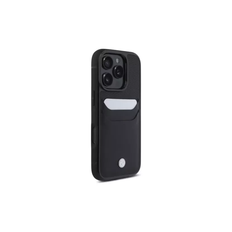BMW Signature Leather Hardcase mit Kartenfach für Apple iPhone 16 Pro Max 6,9 Zoll Schwarz