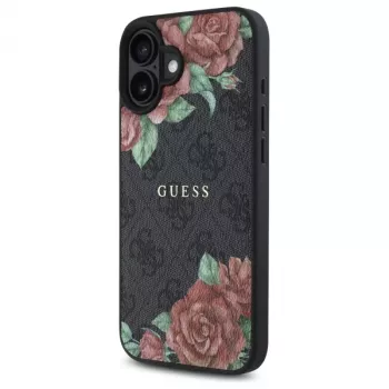 Guess GUHMP16SP4ROPEMCK Hardcase für Apple iPhone 16 6,1 Zoll Schwarz 4G Flowers Print MagSafe