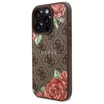 Guess GUHMP16LP4ROPEMCW iPhone 16 Pro Hardcase 4G Flowers Print MagSafe Braun