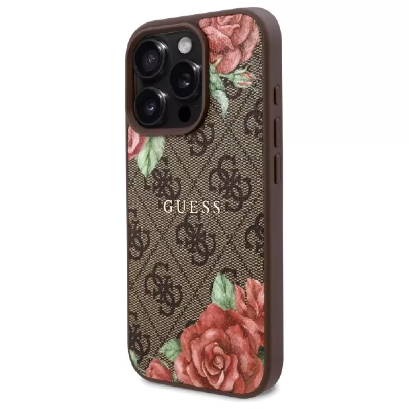 Guess GUHMP16XP4ROPEMCW iPhone 16 Pro Max 6,9 Zoll Hardcase Braun 4G Flowers Print MagSafe